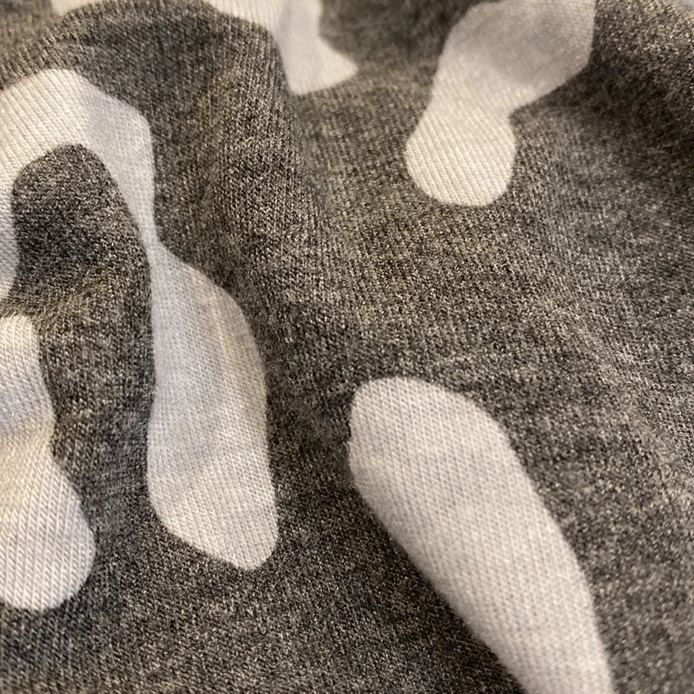 New Sew In Live Sz L Gray Animal Print Baby Doll Top With Pockets - Picture 6 of 9